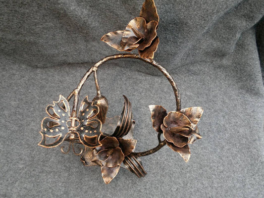 Iron orchid with butterfly, hand forged orchid, orchid gift, floral gift, orchid flower, gift for wife, orchid art, garden decor, yard art