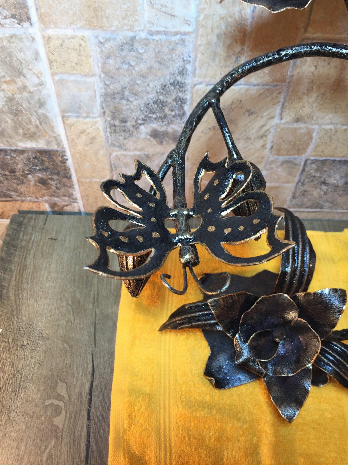 Iron orchid with butterfly, hand forged orchid, orchid gift, floral gift, orchid flower, gift for wife, orchid art, garden decor, yard art