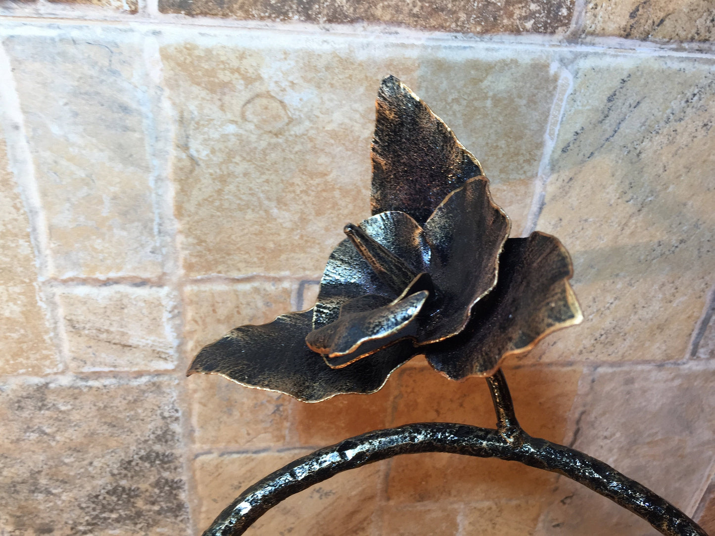 Iron orchid with butterfly, hand forged orchid, orchid gift, floral gift, orchid flower, gift for wife, orchid art, garden decor, yard art