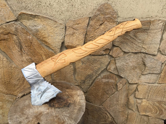 Viking axe, carving axe, etching, the best gift, hand crafted axe, scandinavic, bearded axe, scandinavian, axes, Damascus, survival, felling