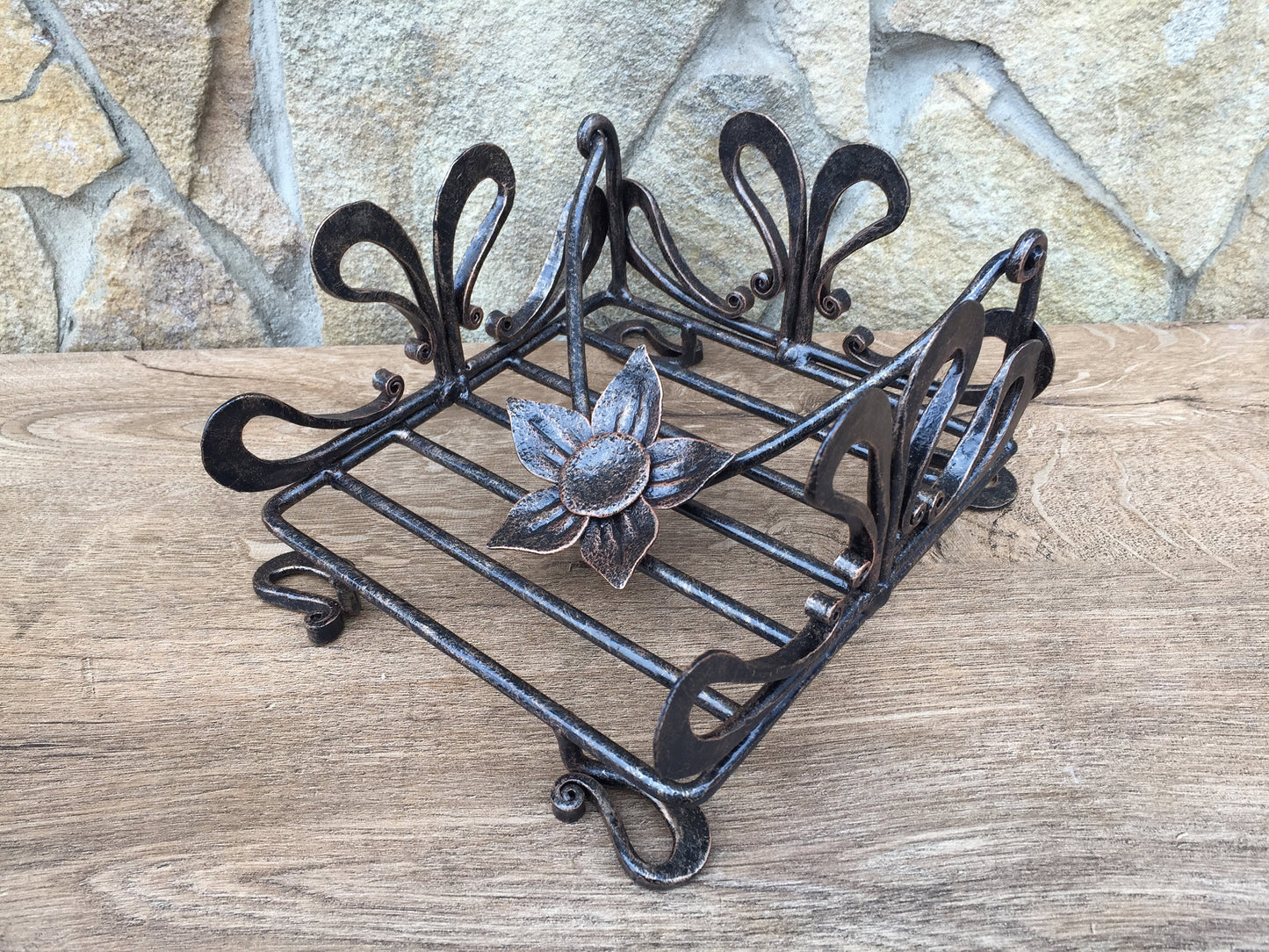 Hand forged napkin holder, napkin holder, napkin stand, napkins, viking, metal art, anniversary gift, iron gift for her, iron anniversary