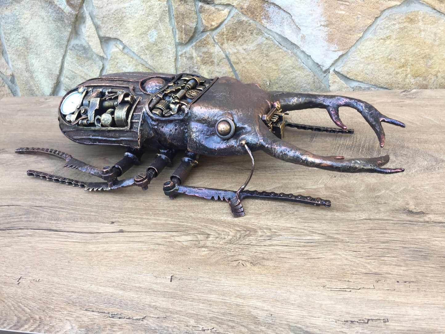 Steampunk beetle, steampunk bug, steampunk insect, steampunk insect sculpture art, beetle figurine, mechanical bug, mechanical beetle
