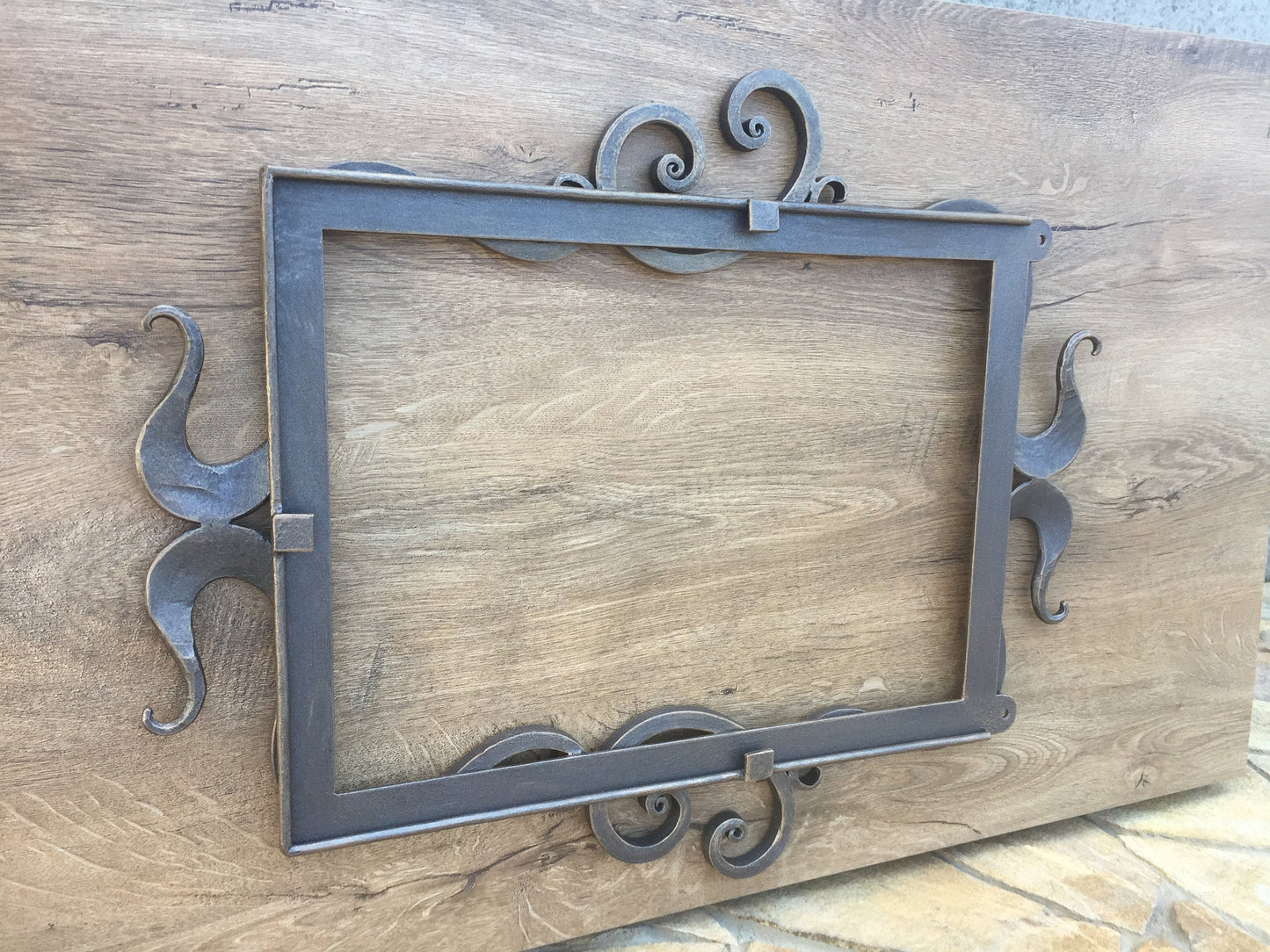 Hand forged mirror frame, iron anniversary gift for her, hand forged frame, picture frame, painting frame, photo frame,iron gift,wall frame