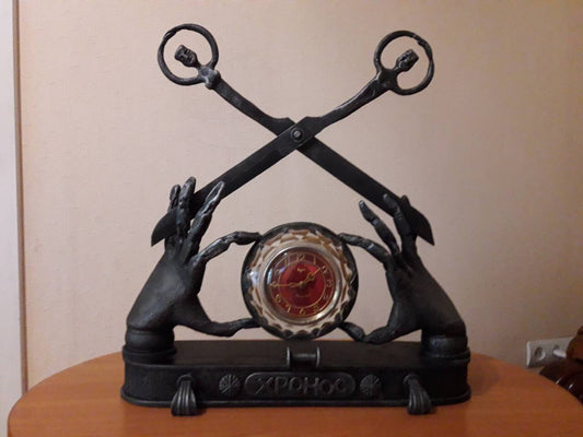 Fireplace clock, fireplace decor, metal sculpture, clock, steamunk art, collectible figurine, abstract, Chronos, steampunk, metal art