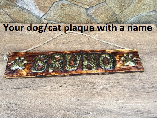 Dog plaque, dog name, custom dog plaque, dog wall decor, custom dog gift, personalized dog gift, paw print, dog paw art, custom dog decor