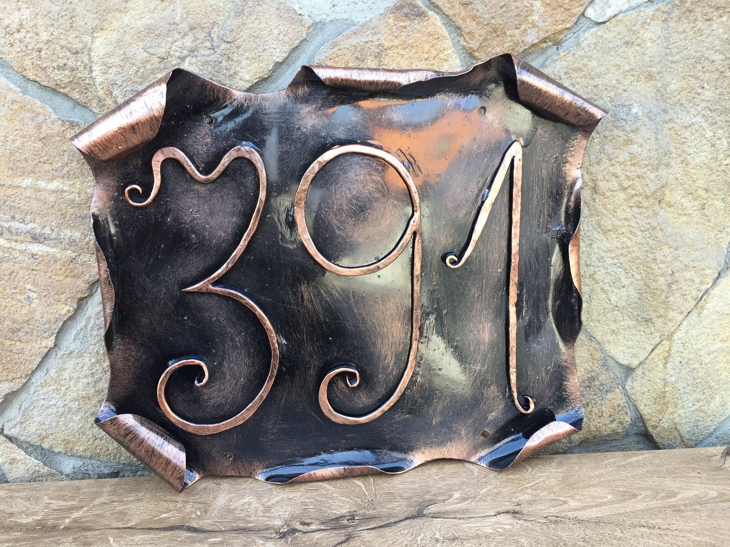 Hand forged house number, personalized house plaque, hand hammered sign, custom house numbers, hanging number sign, outdoor house plaque