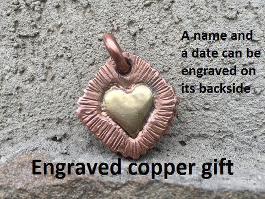 Copper gift for her, bronze heart, copper necklace, copper anniversary, key ring, key fob, key chain, keychain,copper pendant,copper jewelry