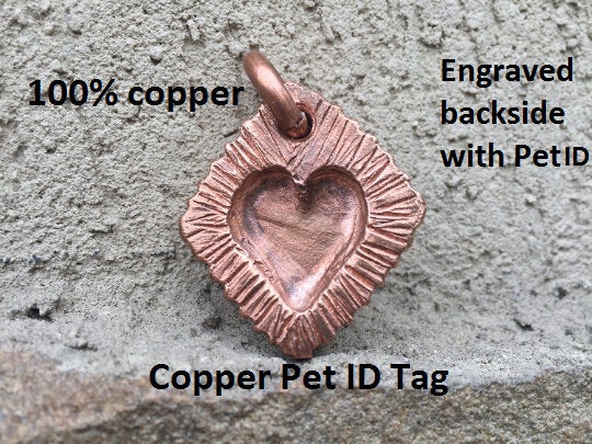 Copper pet ID tag, dog ID tag, custom pet ID, dog lover gift, pet id tag, puppy tag, identification, pet accessoties, name tag, name dog tag