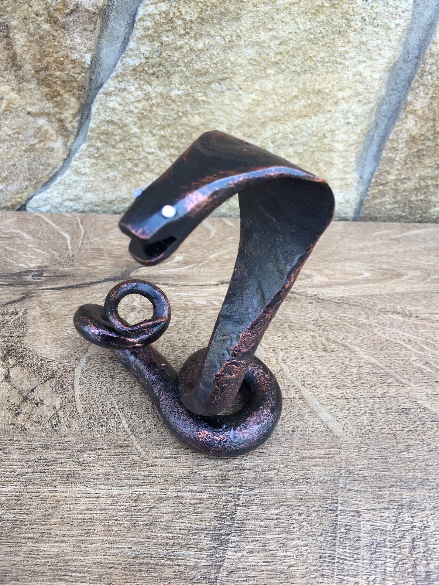 Hand forged snake, iron snake, iron cobra, home decor ideas, home decor gifts, cool gifts, cool dad gifts, stone gifts, ceramic gifts, snake