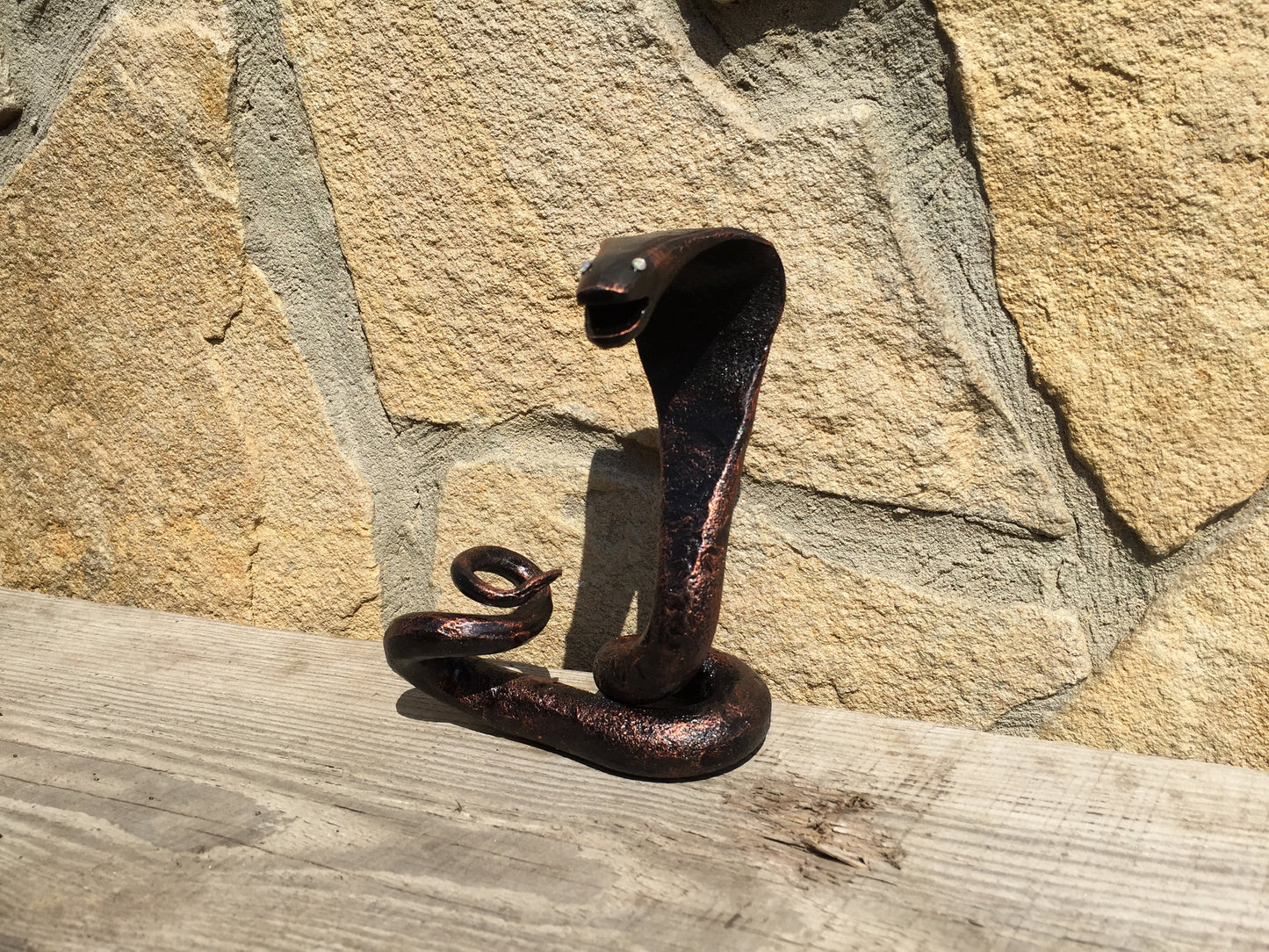 Hand forged snake, iron snake, iron cobra, home decor ideas, home decor gifts, cool gifts, cool dad gifts, stone gifts, ceramic gifts, snake