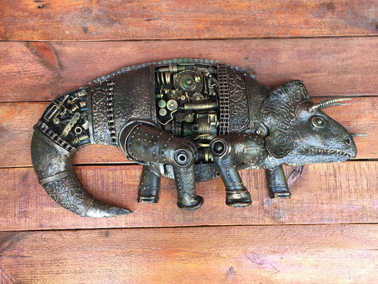 Steampunk dinosaur, steampunk home decor, steampunk yard art, steampunk industrial,dinosaur decor,dinosaur party,dinosaur art,dinosaur gifts