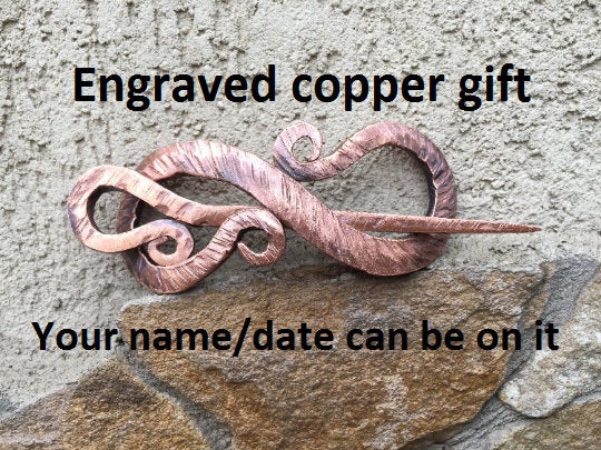Copper hair pin, copper anniversary, hair clip, hair slide, hair barrette, bun holder, hair jewelry, bridal hair pin, hair stick,copper gift