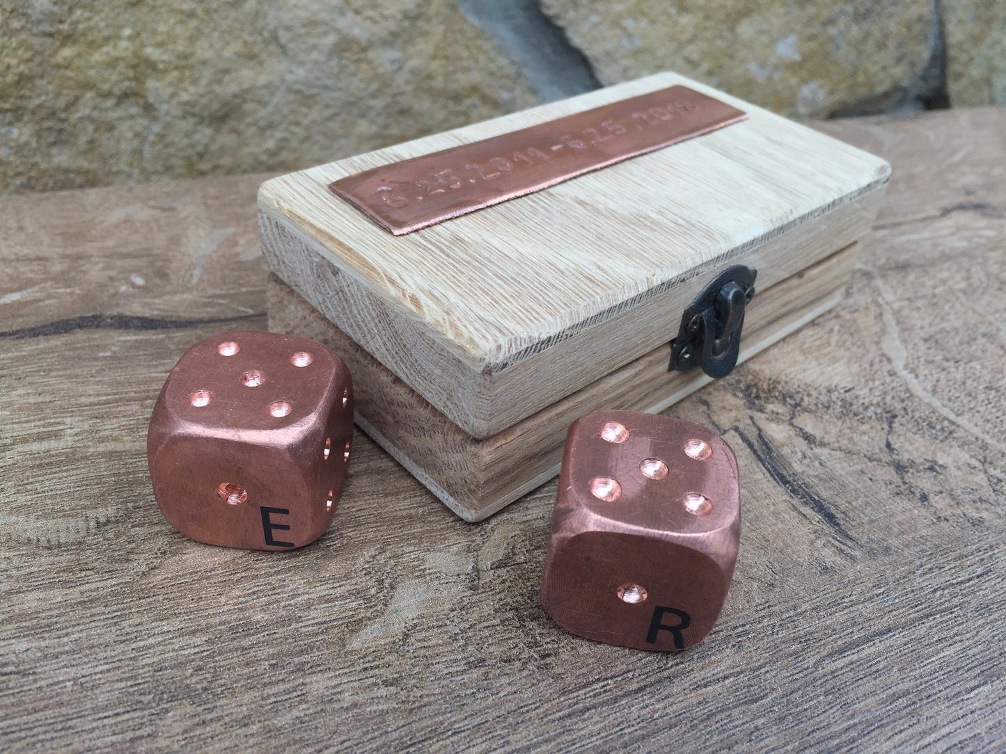 Engraved copper gift, copper gifts, copper dices, engraved dice box, engraved dices, custm dices, copper anniversary gift, 7th anniversary