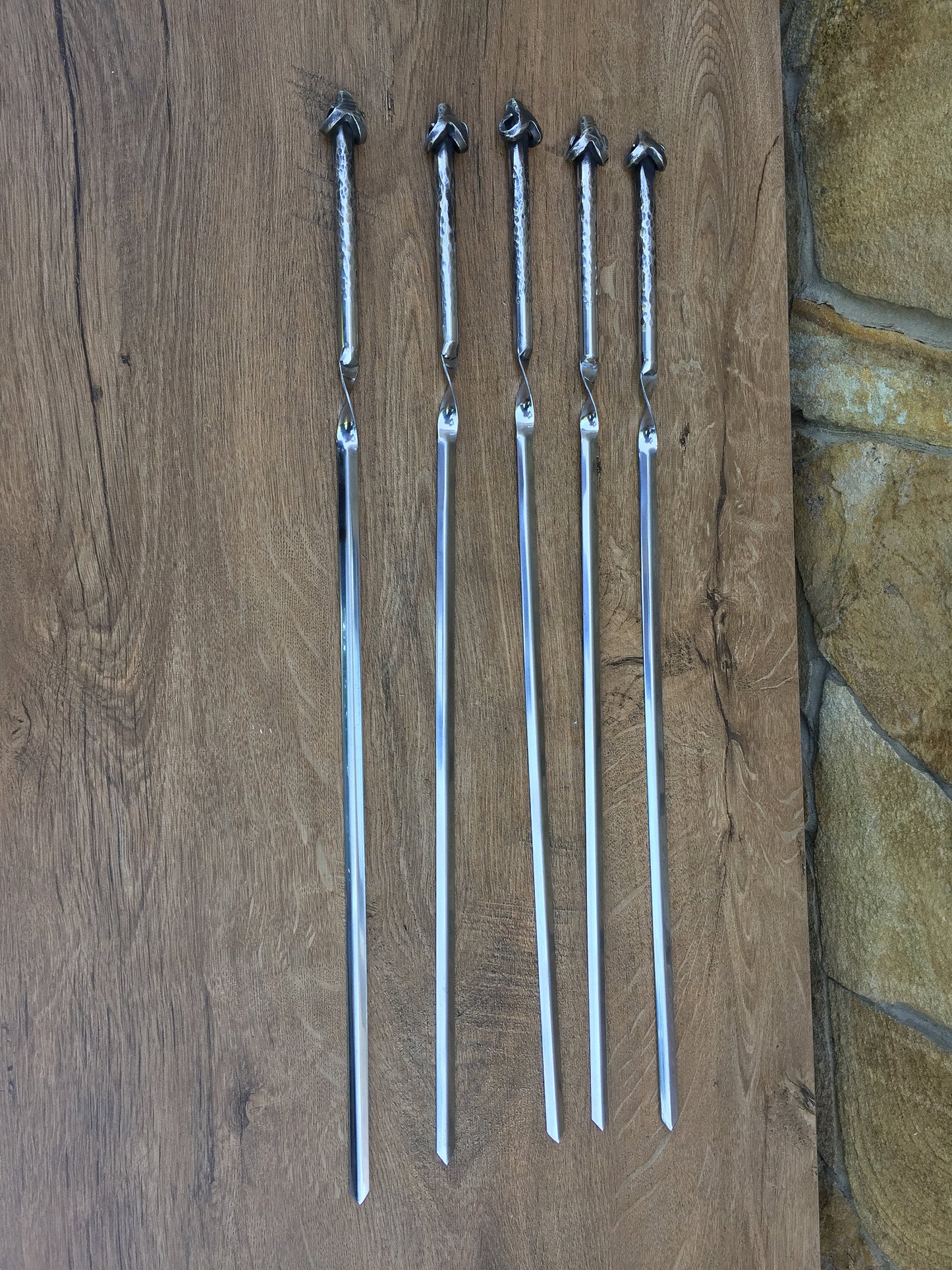 Stainless steel skewers, iron gift, iron anniversary, shish kabob, kebab skewers, spatula, grill tools, grilling gifts, grill set, fork