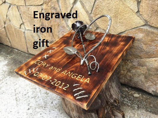 6th anniversary, iron rose, steel rose, metal rose, iron gift, engraved gift, iron anniversary gift, personalized gift, rose decor,rose gift