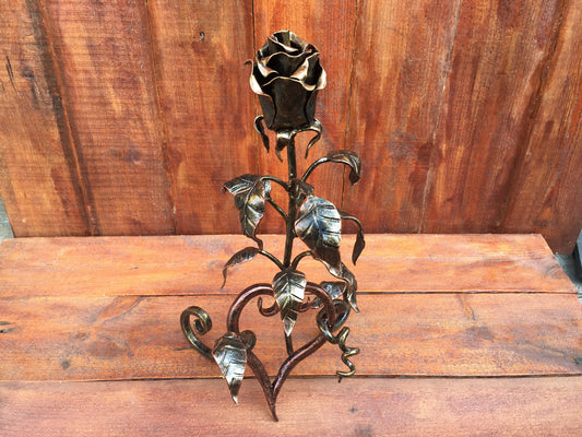 Iron rose, metal rose, steel rose, wedding anniversary, anniversary gift, steampunk, gift for her, metal statue, metal sculpture,forged rose