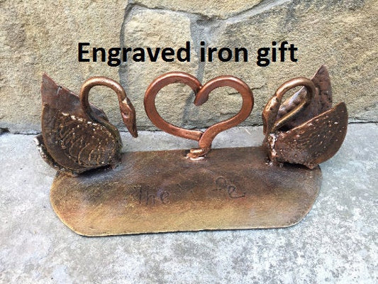 Iron swans, 6th anniversary gift, 6 year anniversary, iron anniversary, anniversary gift, iron gifts, love sign, viking axe, steampunk