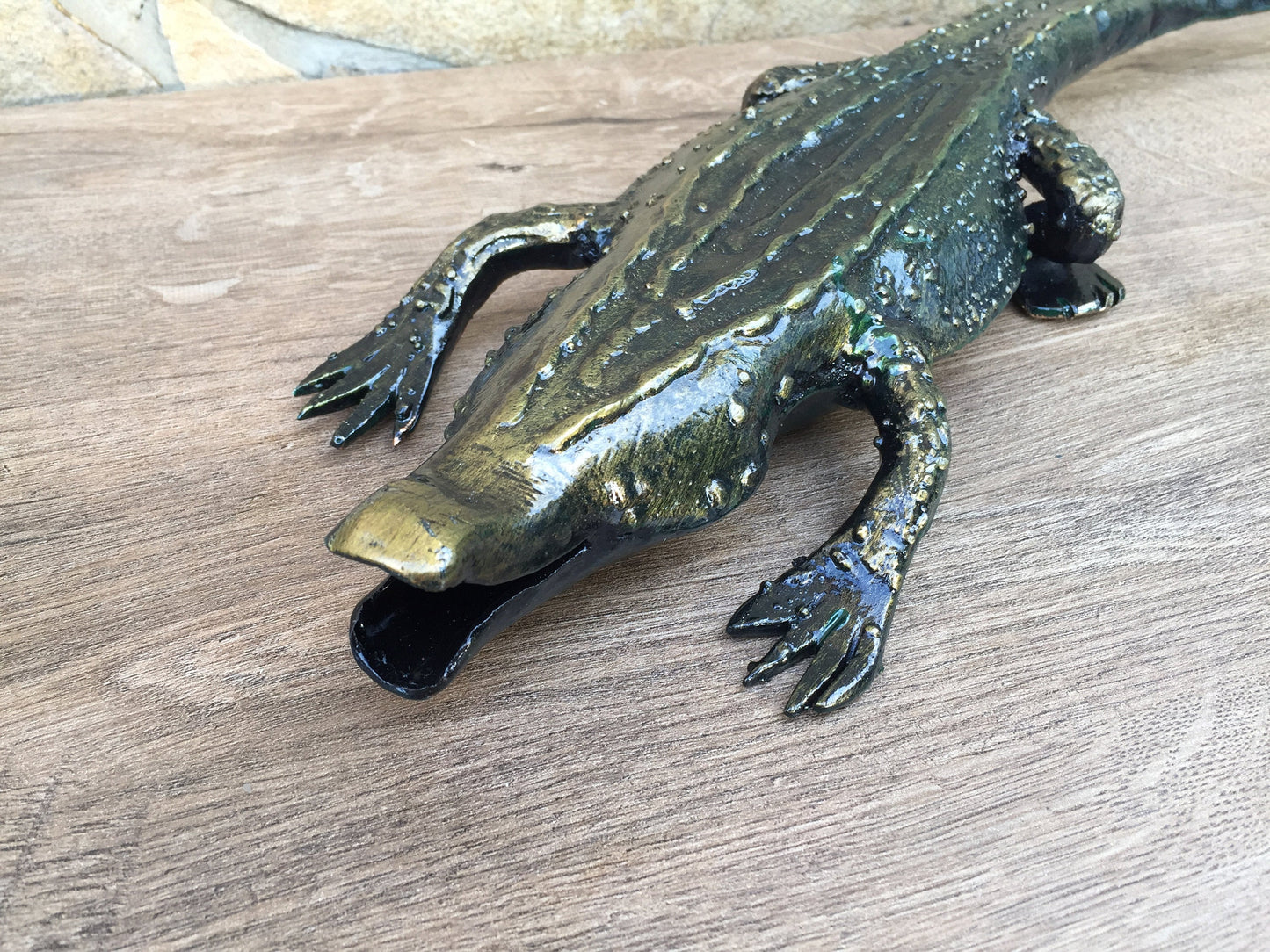 Hand forged crocodile, crocodile figure, crocodile gifts, reptile party, reptile birthday, reptile lover, reptile lover gift, reptile toys