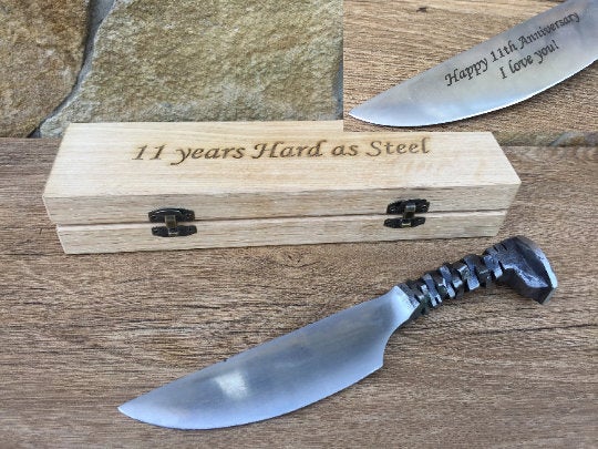 11 year anniversary gifts for men, railroad spike knife, steel gifts anniversary, eleventh anniversary, 11 year anniversary, steel engraving