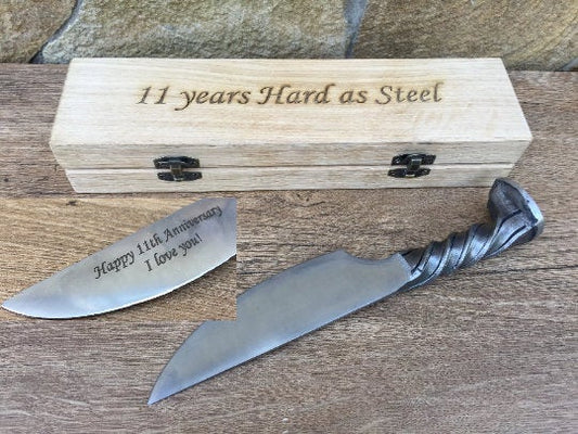 Steel gifts for him -11th anniversary, engraved steel gift, railroad spike knife, 11th anniversary gift for him, steel jewelry, steel gifts