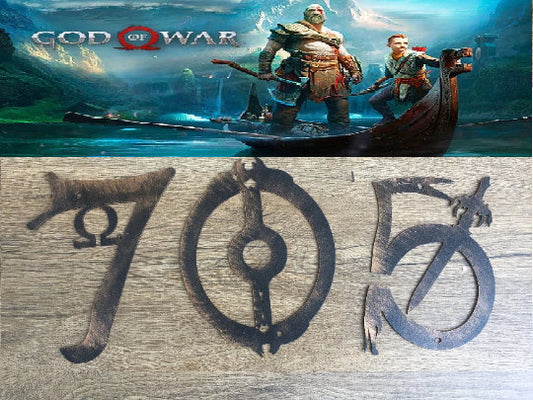 House number, God of War, house numbers metal, Leviathan axe, door numbers, cosplay God of War,house number plaque,Kratos axe,Kratos cosplay