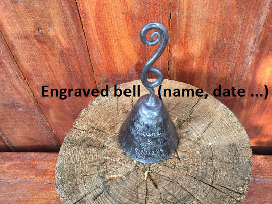 Engraved bell, hand made bells,wrought iron bell, metal bells,iron bells, metal art,metal gift, iron gift, birthday gift, metal sculpture