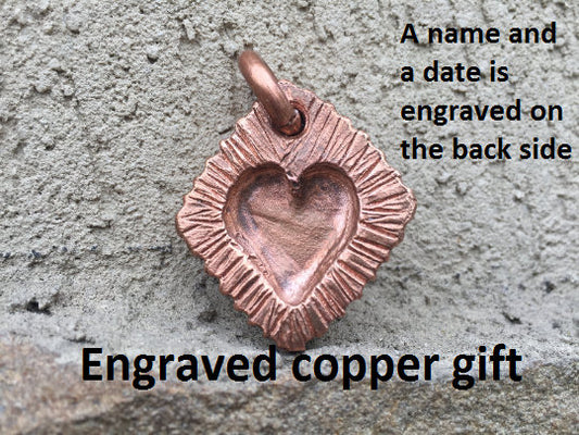 Copper anniversary, 7 year anniversary, copper gift, key chain, keychain, copper heart, copper pendant, copper jewelry, copper necklace