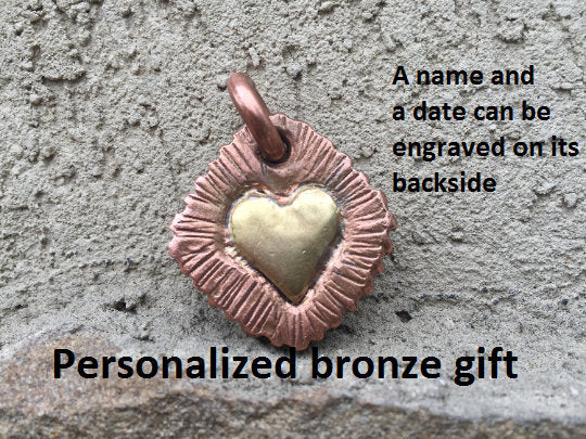 Bronze gift for her, bronze anniversary gift, bronze gifts, 8 year gifts, 8th anniversary gift, bronze necklace, bronze pendant, key chain