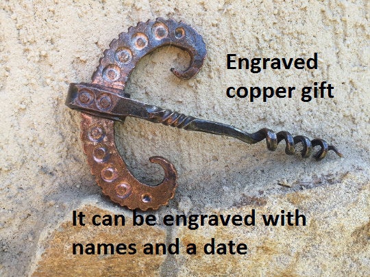 Copper corkscrew, corkscrew, 7th anniversary gift for him, cork screw, copper gift for him,copper gifts, bottle opener, copper anniversary