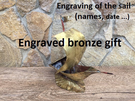 Bronze ship, bronze gift, wedding gifts, 8th anniversary gift, brides gift, bronze anniversary gift, bridesmaid gift, bronze gift for him