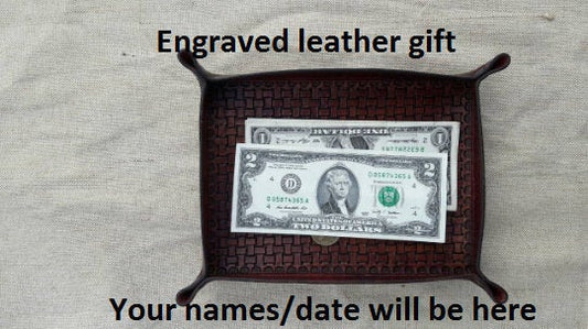 Leather anniversary gift, 3rd anniversary gift, 3 year anniversary, third anniversary gift, leather gift, leather valet tray, wedding vows