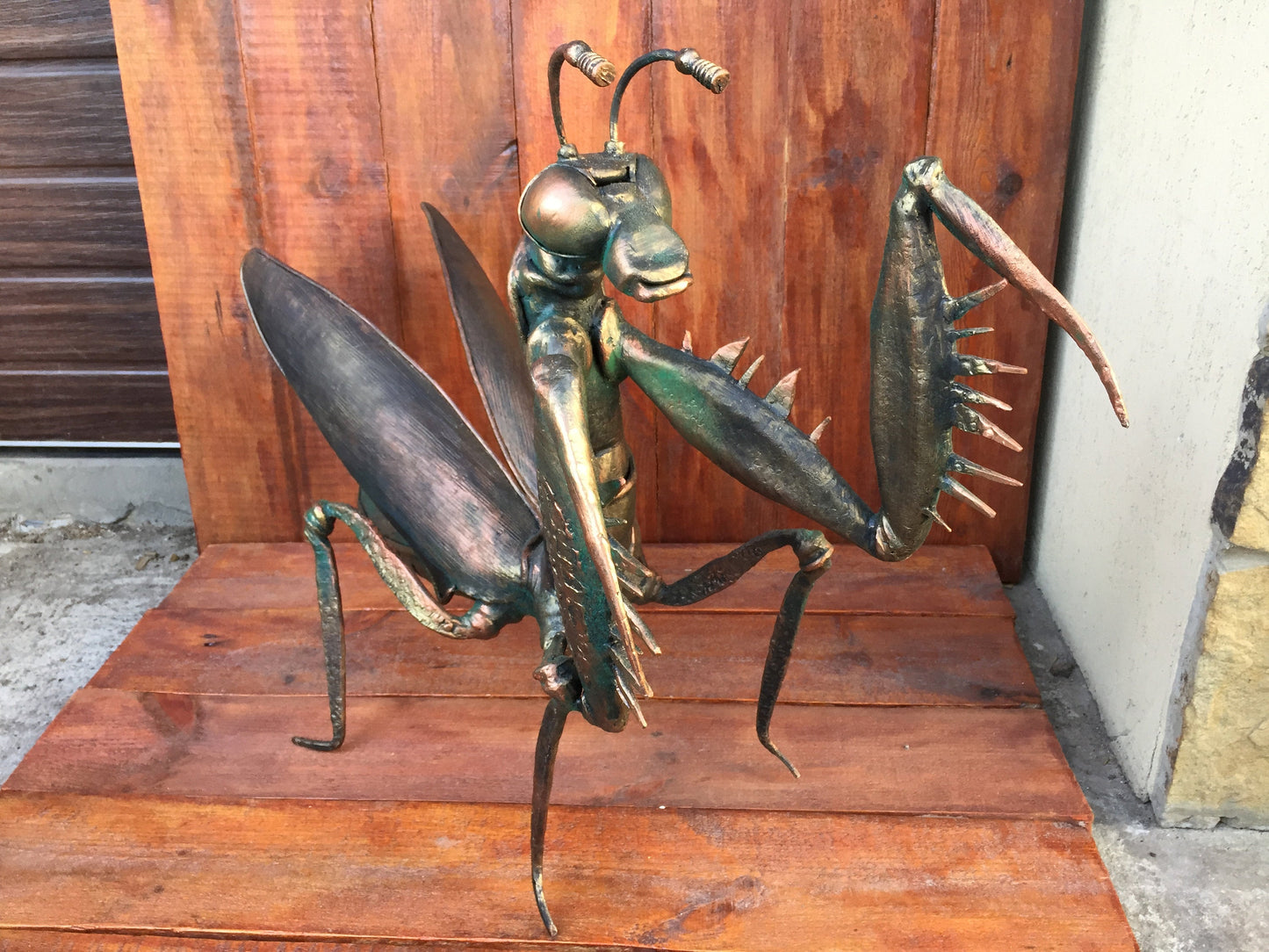 Iron mantis, mantis art, mantis cosplay, garden metal art, garden sculpture, yard art, garden decor, landscape art, yard sculpture,iron gift