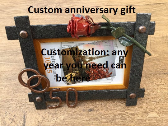 Anniversary gift, birthday gift, photo frame, picture frame, 6 year anniversary, iron anniversary, iron gift for her, iron gifts, iron rose