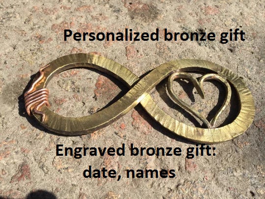 Bronze gift, bronze infinity sign, bronze gift for wife, bronze gift for women, bronze gift for her, 8th anniversary gift,bronze anniversary