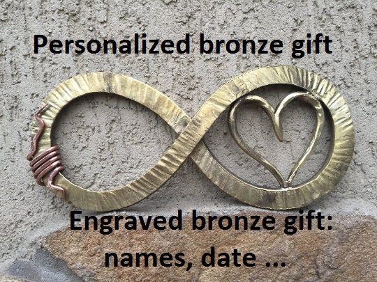 Bronze gift, bronze infinity sign, bronze gift for wife, bronze gift for women, bronze gift for her, 8th anniversary gift,bronze anniversary