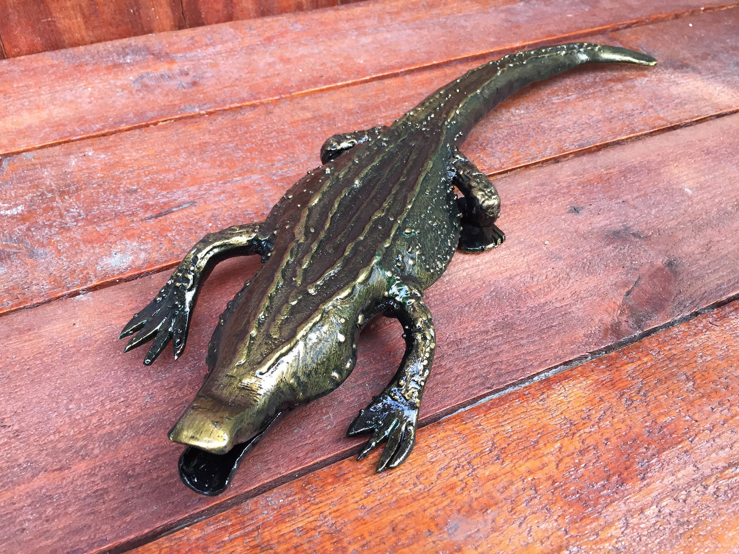 Hand forged crocodile, crocodile figure, crocodile gifts, reptile party, reptile birthday, reptile lover, reptile lover gift, reptile toys