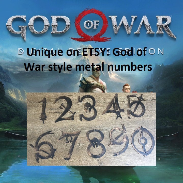House numbers, house number metal, door number, house number plaque, God of War, Kratos axe, Leviathan axe, Kratos cosplay, Kratos blades