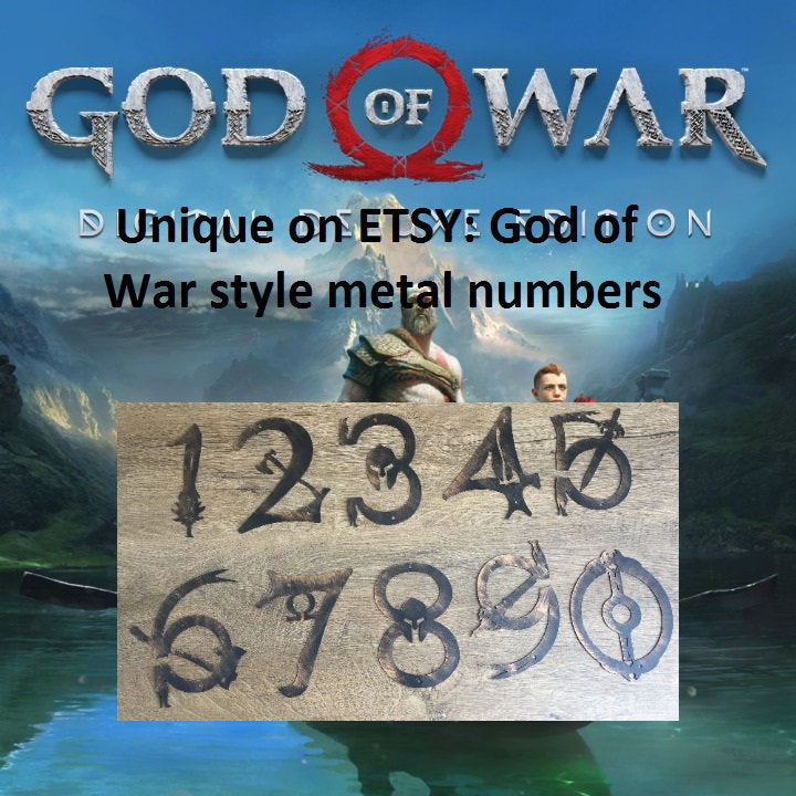 House number, God of War, house numbers metal, Leviathan axe, door numbers, cosplay God of War,house number plaque,Kratos axe,Kratos cosplay