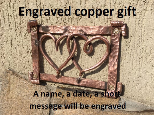 Copper hearts, copper frame, copper gift, gift box, copper gift for her,copper anniversary,7 year anniversary, copper decor, 7th anniversary