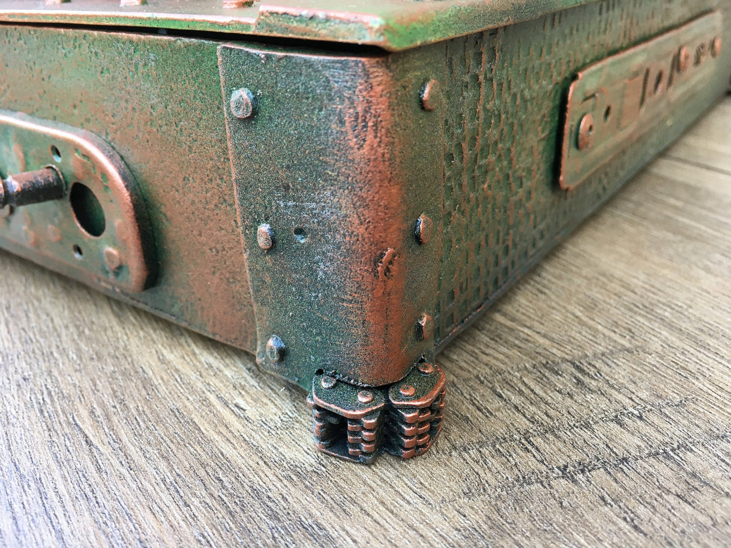 Steampunk metal box, military box, metal organizer, industrial box, metal box, tin box, industrial decor, metal trunk, metal chest, tool box