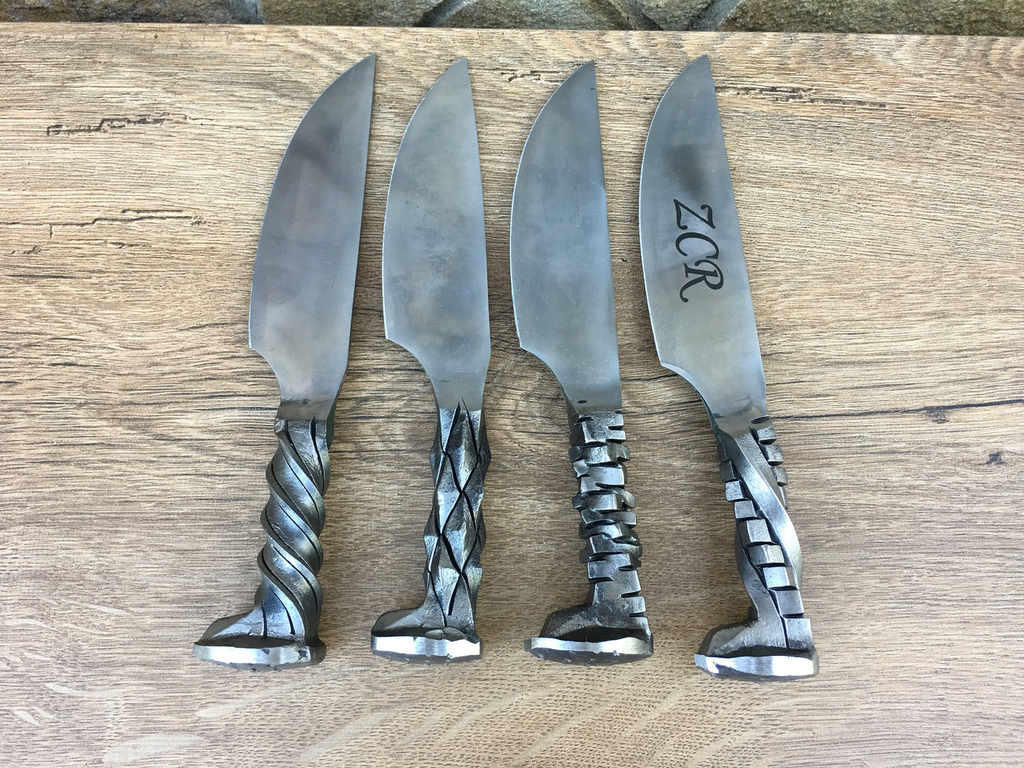 A set of 4 railroad spike knives, spike knife, iron anniversary gift, 6 year anniversary gift, wedding anniversary gift, iron gift for him