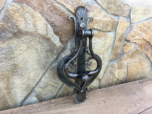 Forged door knocker, forged door pull, iron door ring, door puller, pull ring handle,wrought iron pulls, knobs and pulls, forged pull handle