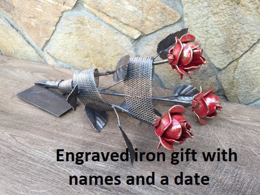 Metal rose, 6th anniversary gift, iron anniversary, hand forged rose, metal artwork, iron rose, metal roses, forged rose, iron gift for her