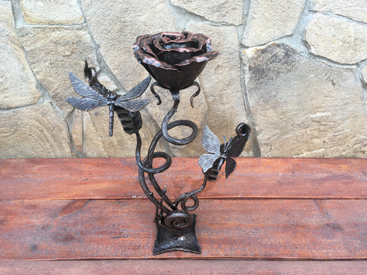 Iron sculpture, iron rose, wedding anniversary gift,iron anniversary gift,wedding gift,Mother's day,Valentine's day gift, iron gift for her