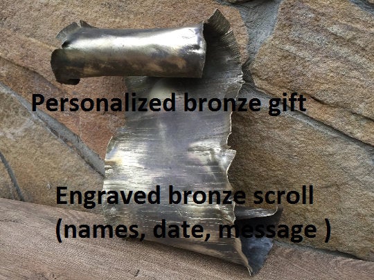 Bronze scroll, 8th anniversary, 19th anniversary, bronze gifts, bronze gift for him, bronze anniversary gifts for men, bronze gift for men
