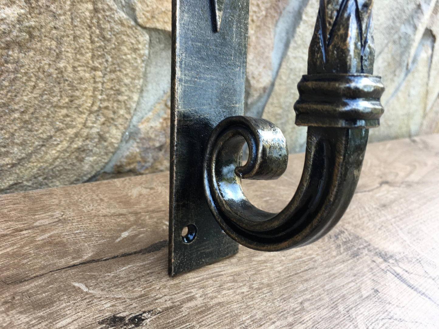 Custom listing for John: door handle, 16" length, virgin iron, matt lacquering