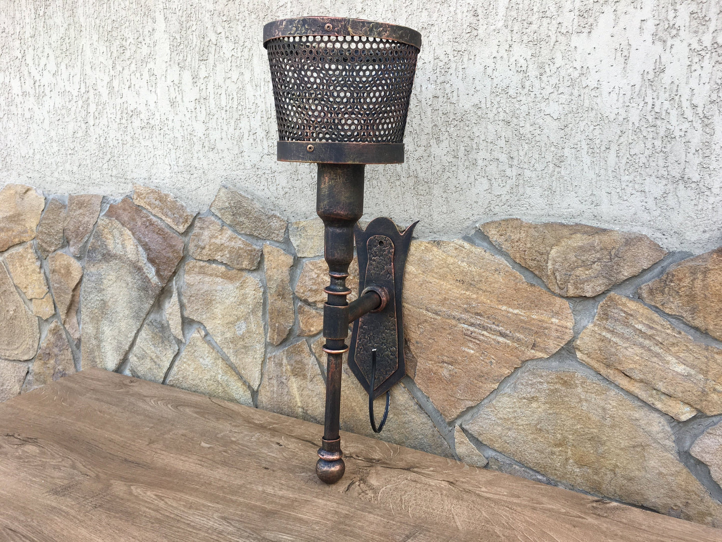 Wall sconce, wall torch, viking lantern, Olympic torch, viking torch, viking lamp, hand forged lantern, medieval lamp, rustic lantern,sconce