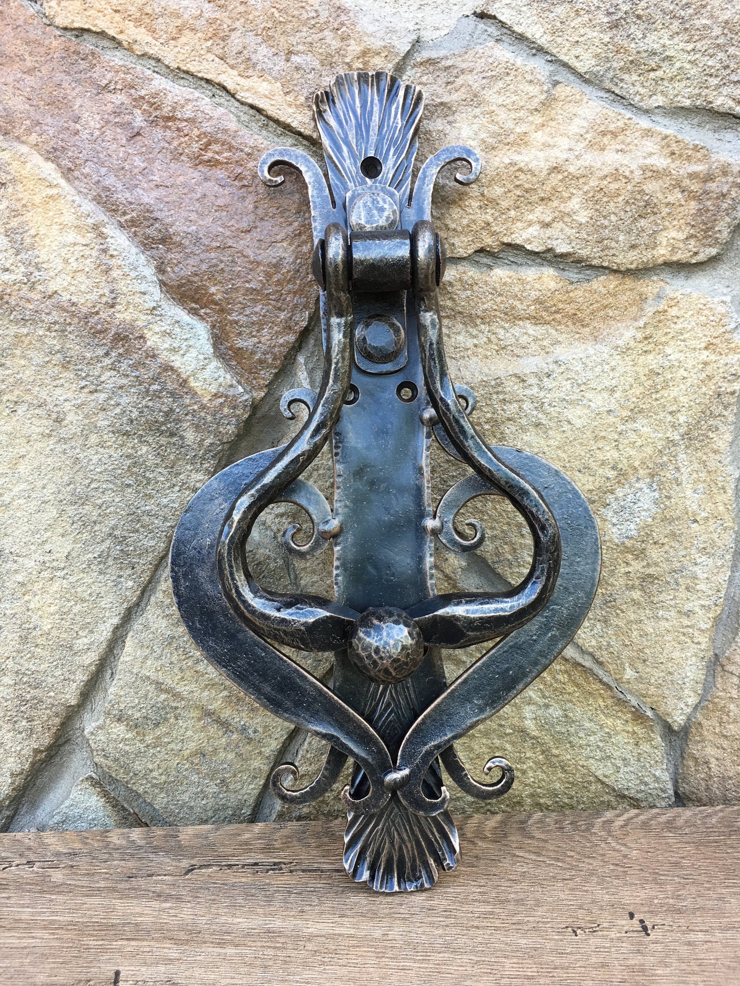 Forged door knocker, forged door pull, iron door ring, door puller, pull ring handle,wrought iron pulls, knobs and pulls, forged pull handle