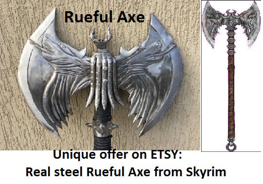 Rueful axe, skyrim axe, skyrim cosplay, skyrim prop, skyrim armor, cosplay, costume, replica. The Elder Scrolls, Daedric, viking axe, axe