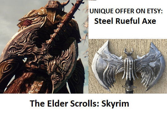 Rueful axe, skyrim axe, skyrim cosplay, skyrim prop, skyrim armor, cosplay, costume, replica. The Elder Scrolls, Daedric, viking axe, axe